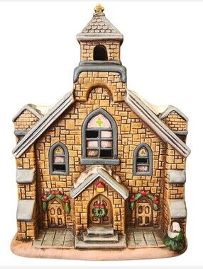 Vintage Ceramic Lefton Christmas Old Stone Church from the Colonial Village